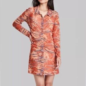 Wild Fable Red and Blue Long Sleeve Dress